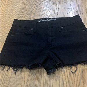 Black denim shorts